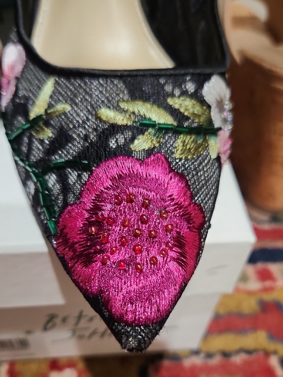 Betsey JOHNSON Black Lira Floral Beaded Accent Heels main image 0